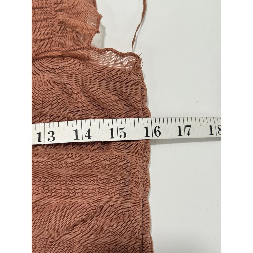 Max Studio London Tiered Midi Dress Ruffle Strap Ruched Bust Brown Women's L NWT - Picture 10 of 12